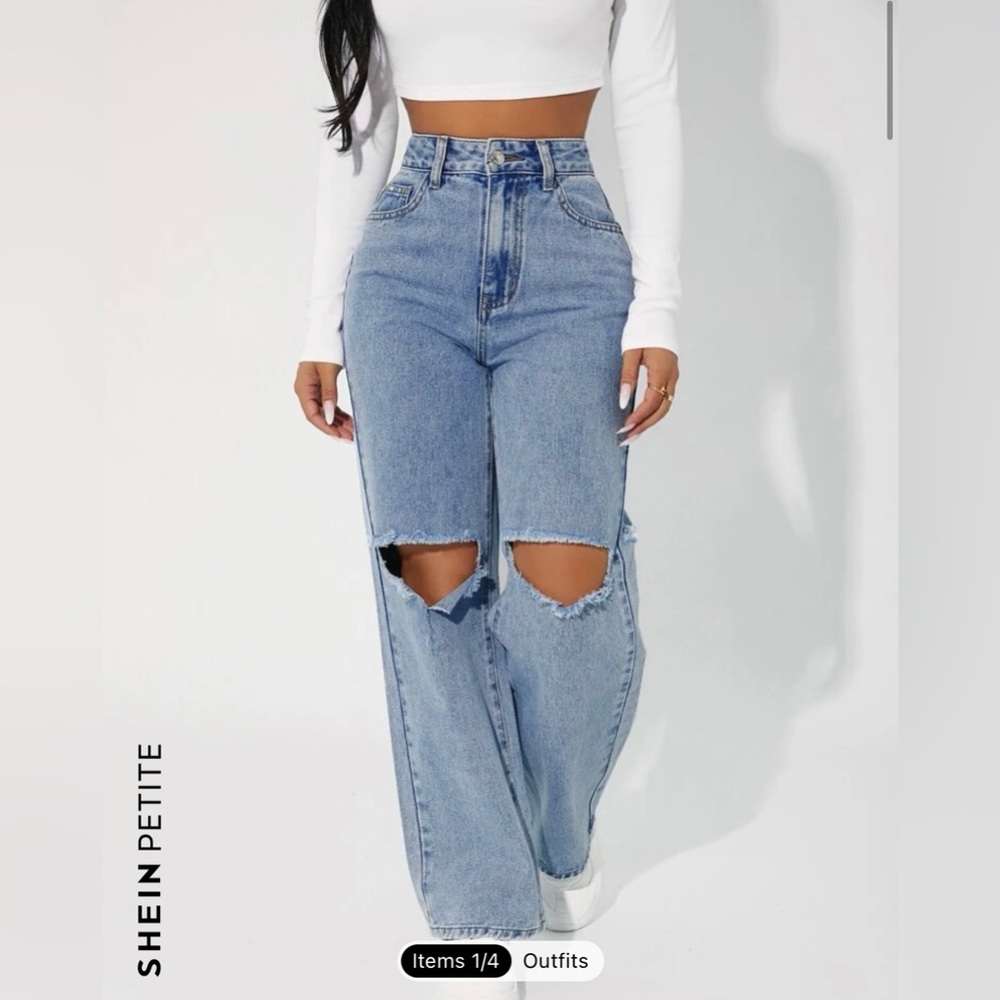 Shein petite high waist knee cut jeans size medium never worn